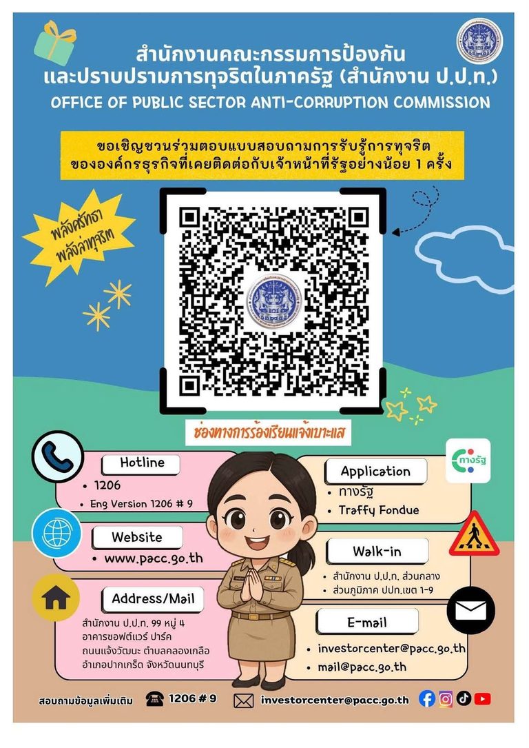 ประชาสัมพันธ์เชิญชวนร่วมตอบแบบสอบถาม สำนักงาน ป.ป.ท.